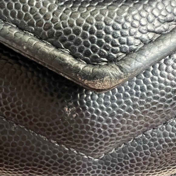 YSL / SAINT LAURENT BLACK CLASSIC CASSANDRE WALLET ON CHAIN IN GRAINED LEATHER - Picture 14 of 16